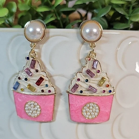 Sweet Treat Crystal Embellished Drop Earrings - Picture 6 of 7